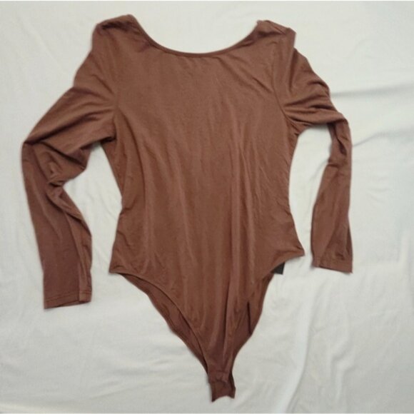 SHEIN Curve Plus Scoop Neck Bodysuit Brown 1XL - Picture 7 of 13